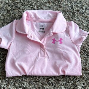 Brand New Never worn 3/6 month pink under armor onsie